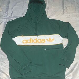 Adidas Green Hoodie with White and Gold Accents Cotton Tracksuit
